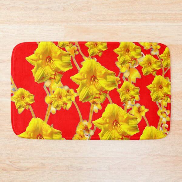 Item preview, RED COLOR ABSTRACTED YELLOW FLORALS GARDEN ART designed and sold by sharlesart.