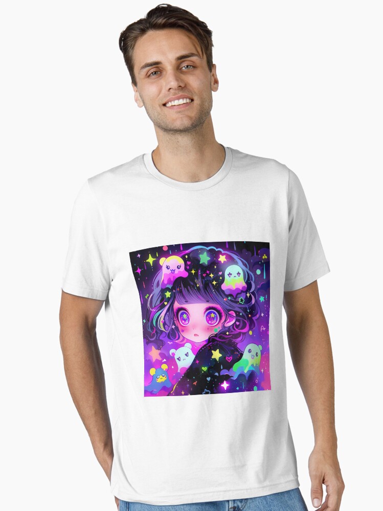 Cute Cosmic Anime Girl with Little Creatures