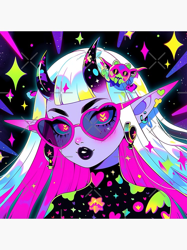 Cute Pink Anime Girl Wearing Heart Glasses