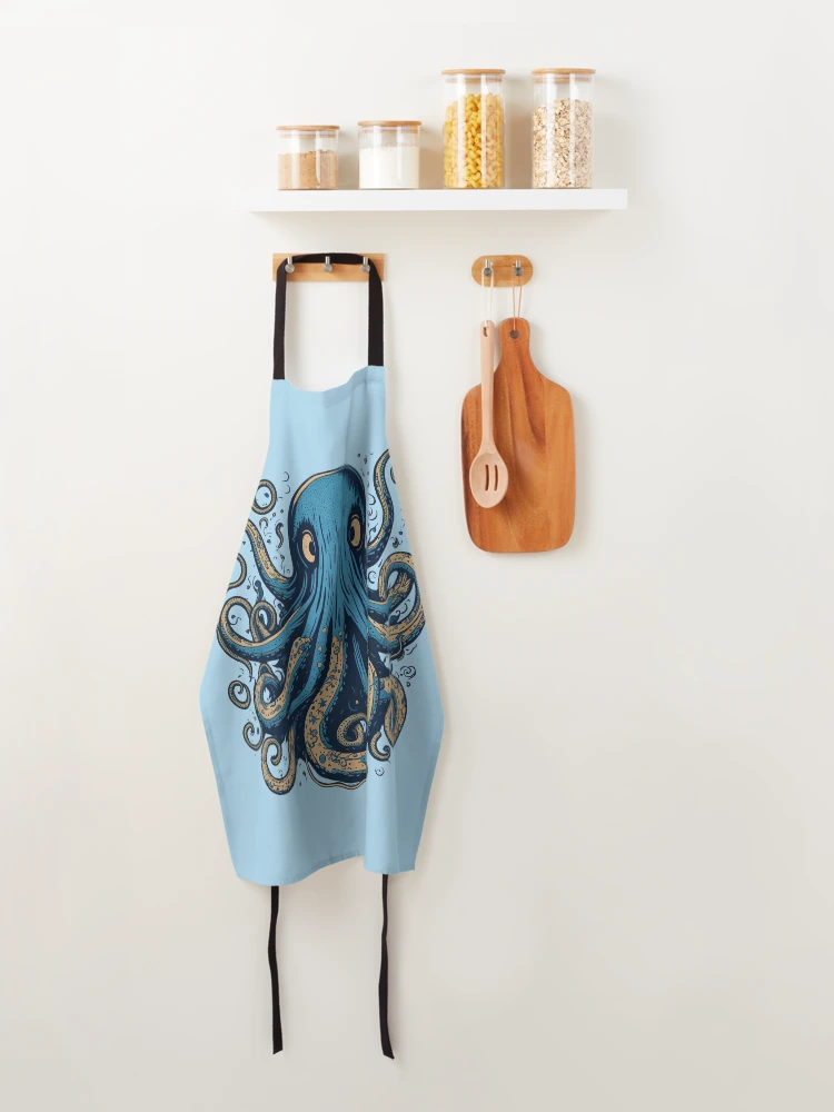 Thumbnail 4 of 6, Apron, Blue Octopus designed and sold by Rislam.