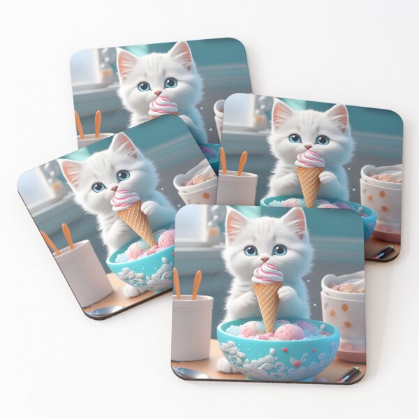 Item preview, Cute Cat Eating Ice Cream designed and sold by Design-Illusi0n.