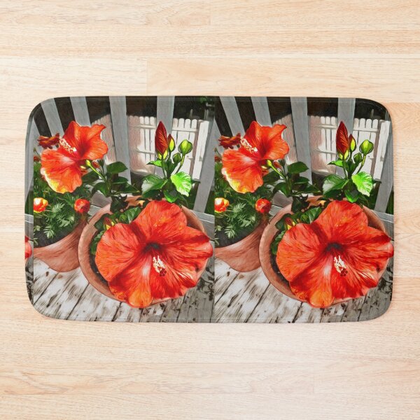 Item preview, Hibiscus and white picket fence designed and sold by EmevoliProducts.