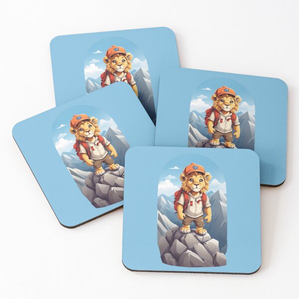 Item preview, Young lion hiking in the mountains cartoon comic graphic for kids designed and sold by CedricNorbinho.