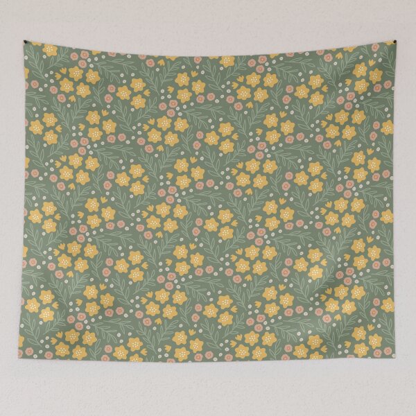 Item preview, Cute yellow pink white flowers leaves designed and sold by RevolutionizZed.