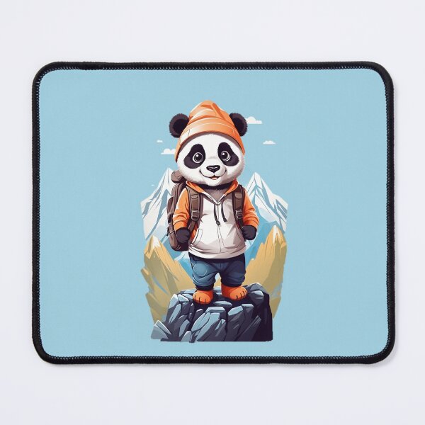 Item preview, Sweet smiling young panda cub hiking in the mountains cartoon comic graphic for kids designed and sold by CedricNorbinho.