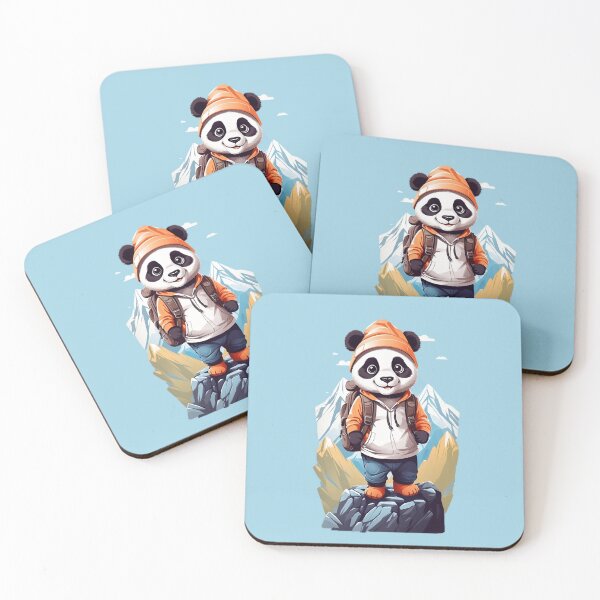 Item preview, Sweet smiling young panda cub hiking in the mountains cartoon comic graphic for kids designed and sold by CedricNorbinho.