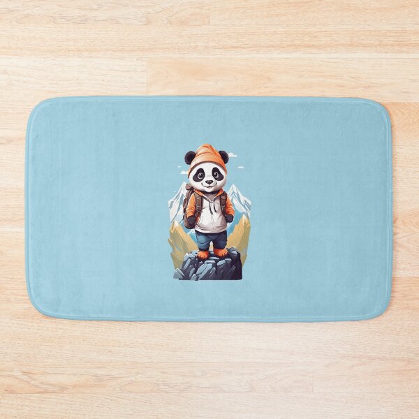 Item preview, Sweet smiling young panda cub hiking in the mountains cartoon comic graphic for kids designed and sold by CedricNorbinho.
