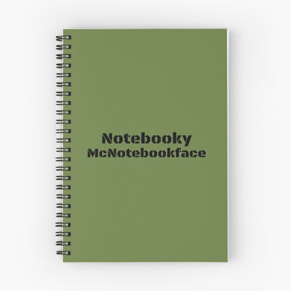Item preview, Notebooky McNotebookface (black on military green) designed and sold by Jeeb-Arts.