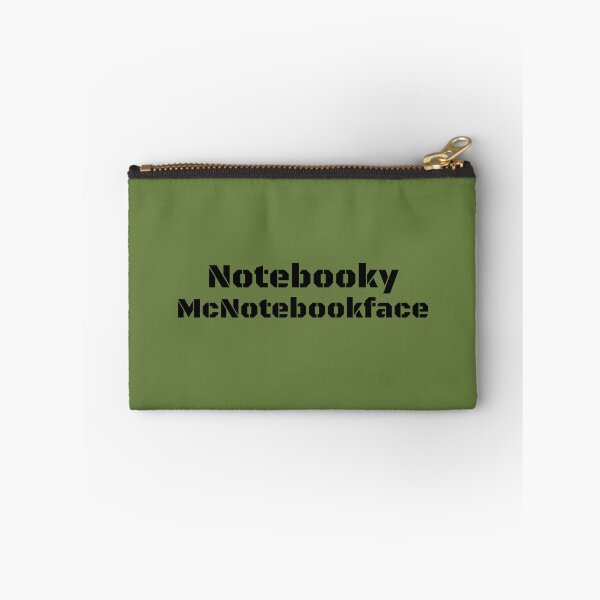 Item preview, Notebooky McNotebookface (black on military green) designed and sold by Jeeb-Arts.