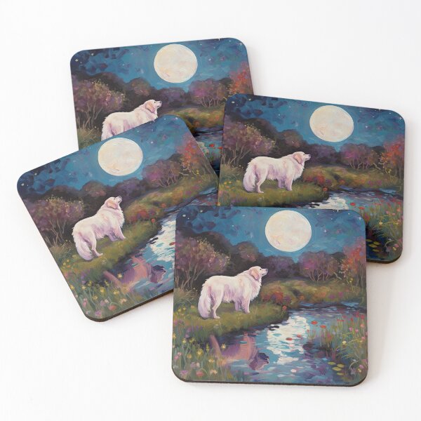 Item preview, Great Pyr Gazing At The Moon - Pyrenees Oil Painting designed and sold by Appyrances.
