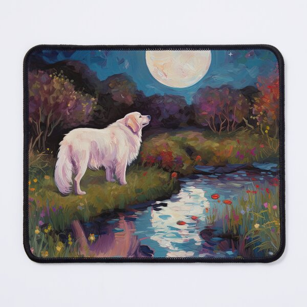 Item preview, Great Pyr Gazing At The Moon - Pyrenees Oil Painting designed and sold by Appyrances.