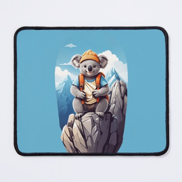 Item preview, Sweet smiling young koala cub hiking in the mountains cartoon graphic for kids designed and sold by CedricNorbinho.