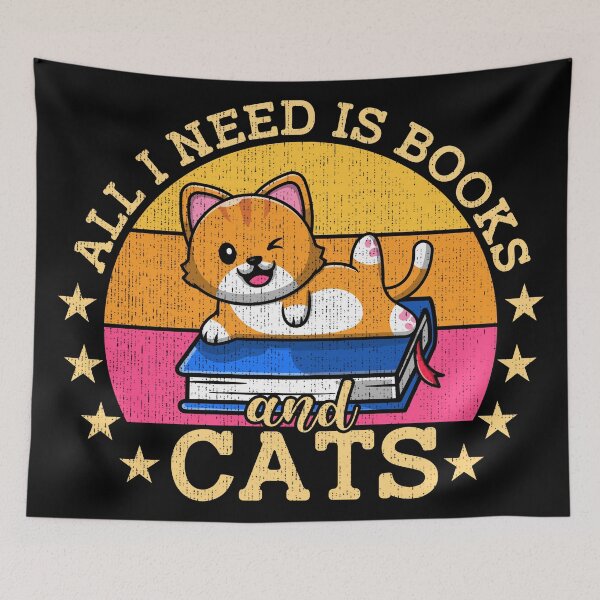 Item preview, All I Need Is Books and Cats designed and sold by Myra365Art.