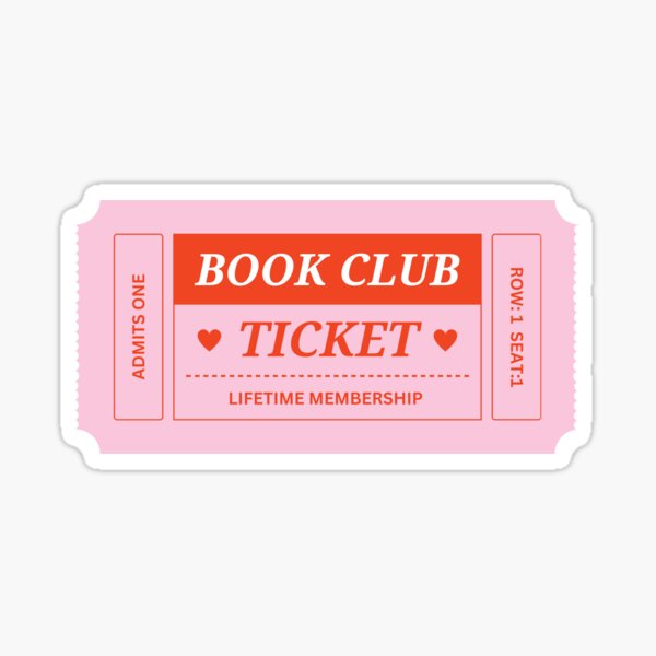Item preview, book club ticket - pink and orange designed and sold by catdiasart.