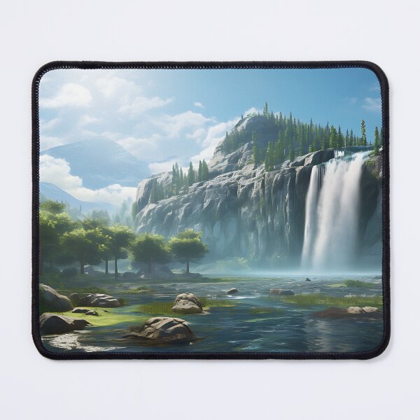 Item preview, Beautiful Waterfall and Mountains in Anime Style | A Peaceful and Serene Piece of Art for Your Home designed and sold by samuelpinzon.