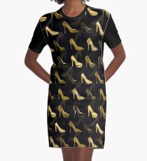 High Heels Golden Shoes pattern Graphic T-Shirt Dress