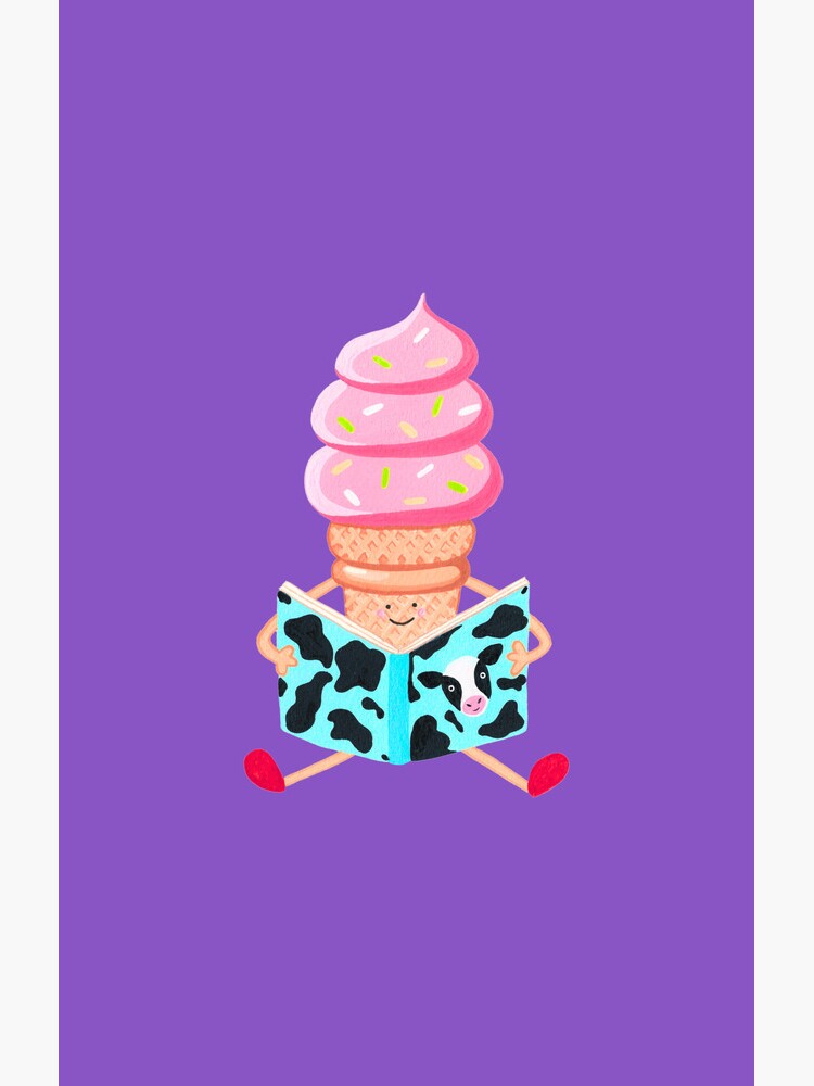 Discover Ice cream cone reading cow book | Samsung Galaxy Phone Case