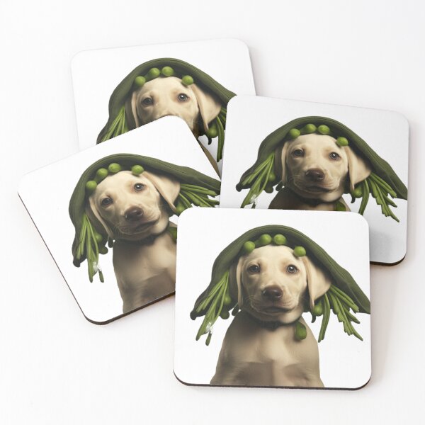Item preview, Cute puppy with green beans cap designed and sold by Dreamtodream.