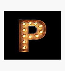 P Initial Neon Light Photographic Print