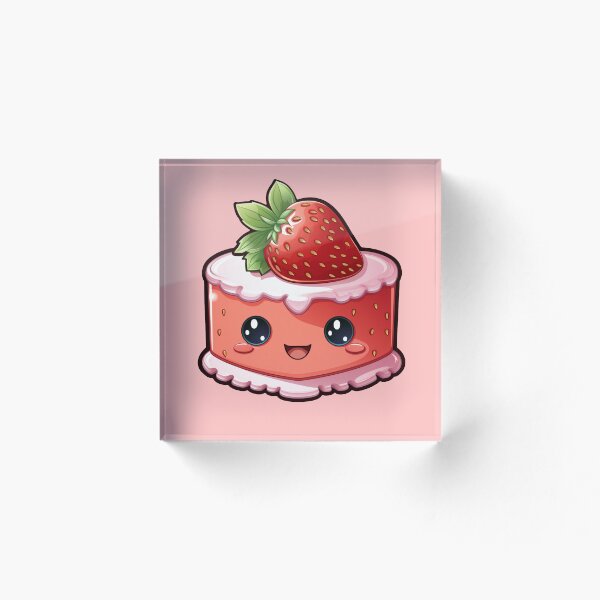 Item preview, Cute Smiling Strawberry Cake Digital Art designed and sold by Digiversal.
