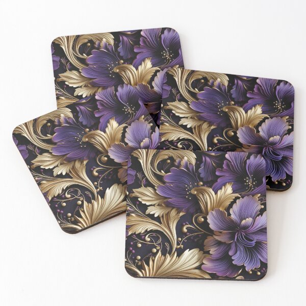 Item preview, Purple and Gold Flowers Pattern 1 designed and sold by muskitt.