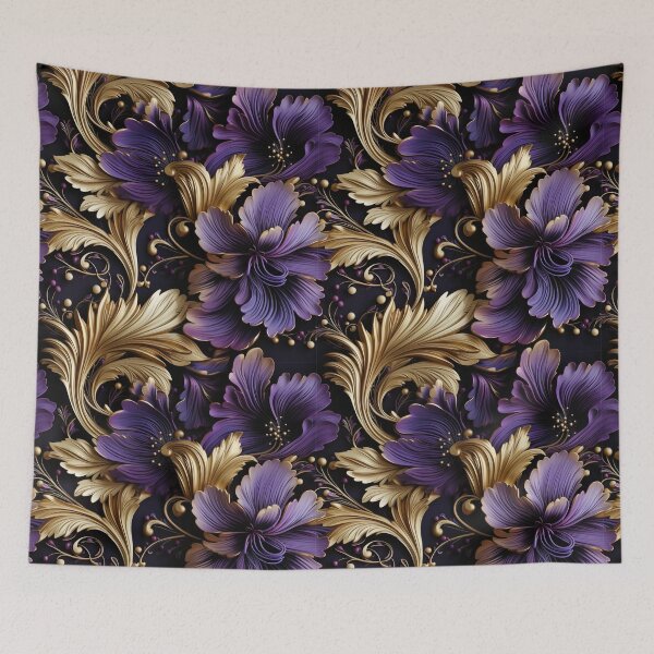 Item preview, Purple and Gold Flowers Pattern 1 designed and sold by muskitt.