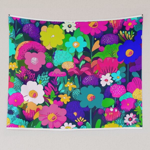 Item preview, colorful flowers and Trees abstract pattern designed and sold by ValuablesArt.