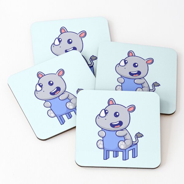 Item preview, Gentle Giant's Rest: Cute Rhino Sitting on Chair Cartoon designed and sold by hjian8219.
