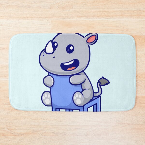 Item preview, Gentle Giant's Rest: Cute Rhino Sitting on Chair Cartoon designed and sold by hjian8219.