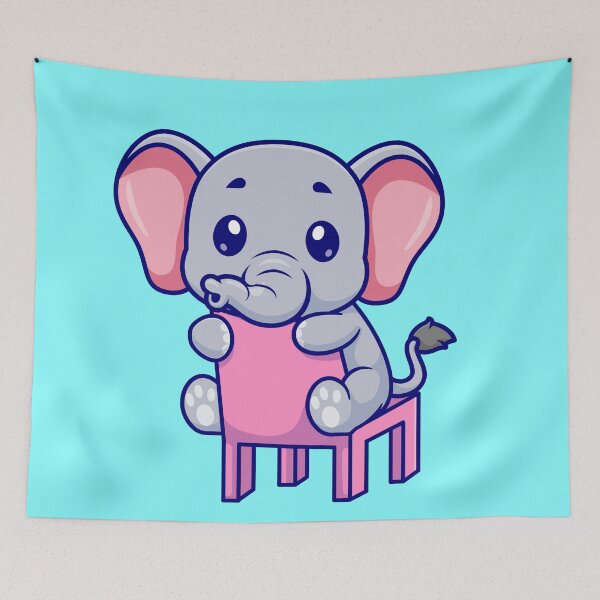 Item preview, Elegant Elephant Seating: Cute Elephant Sitting on Chair Cartoon designed and sold by hjian8219.