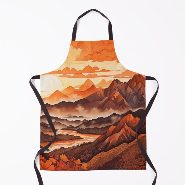 Item preview, Ablaze in Orange: An Illustration of the Sunlit Mountains designed and sold by Ngea.