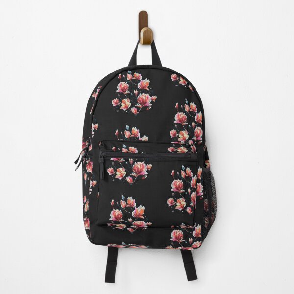 Item preview, Magnolia Floral Motif in loose Watercolor with Blue orange and pink designed and sold by Shadesandcolor.