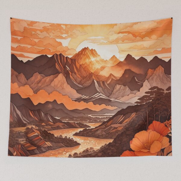 Item preview, Horizon of Warmth: A Scenic Illustration of Sunlit Peaks designed and sold by Ngea.