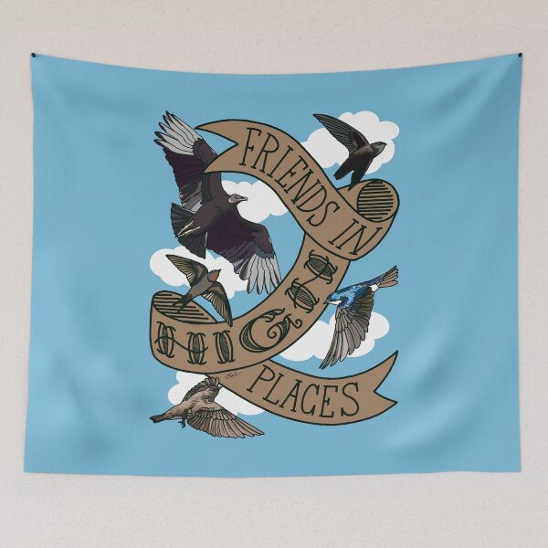 Item preview, Friends in High Places (Vulture, Swift, and Swallows) designed and sold by LauraWolfArtist.