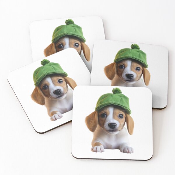 Item preview, Cute puppy in green cap designed and sold by Dreamtodream.