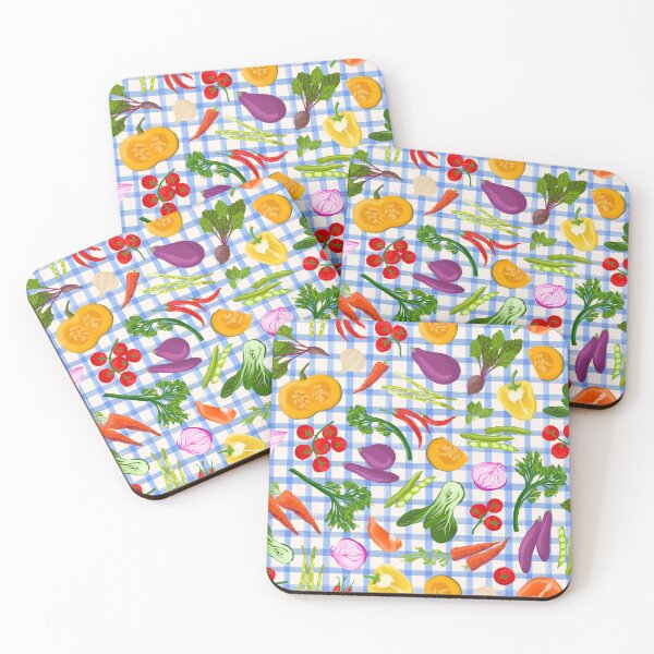 Item preview, Vegetable Medley on Blue Plaid designed and sold by gabrielleneil.