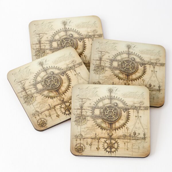 Item preview, Old Gears Drawings and Design on old Manuscript  designed and sold by BrandonArtWorld.