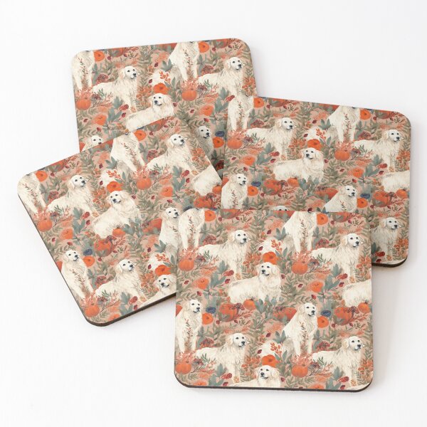 Item preview, Autumn Kuvasz Dog Pattern With Orange Flowers & Berries designed and sold by Appyrances.