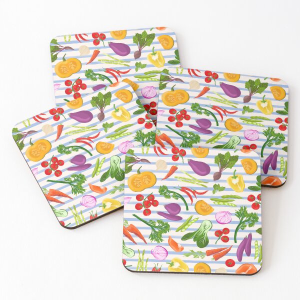Item preview, Vegetable Medley on Blue Stripe designed and sold by gabrielleneil.
