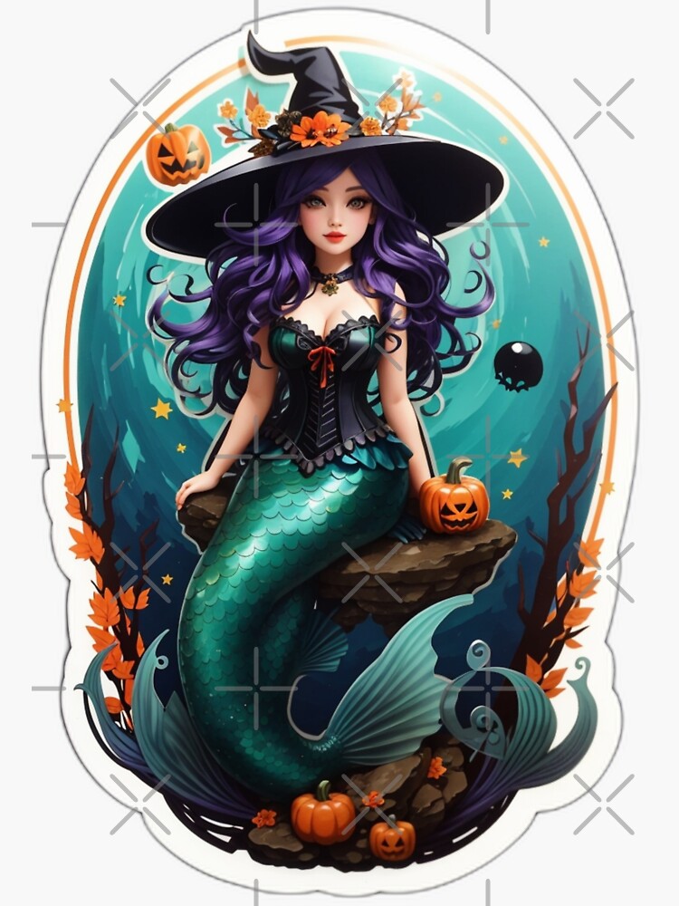 Sirenas Oval Design Mermaid Sea Witch Sticker for Sale by