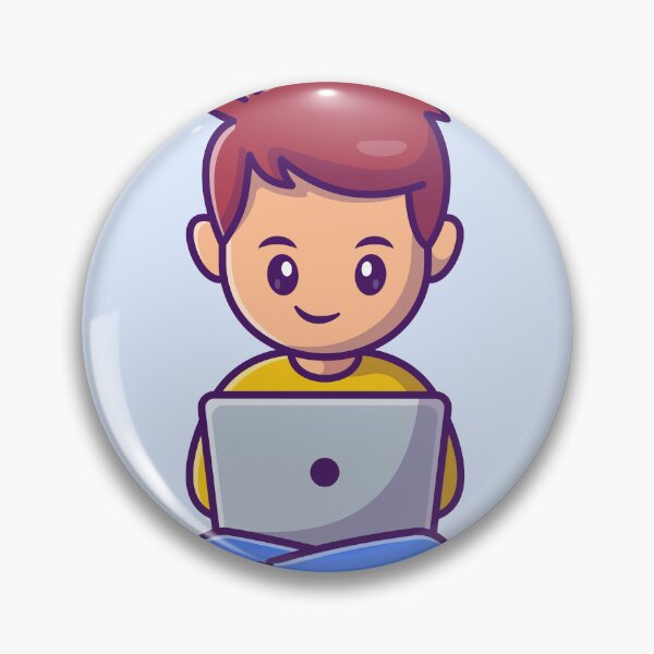 Item preview, Productive Delight: Cute Man Working on Laptop designed and sold by hjian8219.