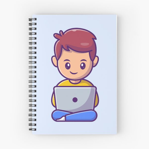 Item preview, Productive Delight: Cute Man Working on Laptop designed and sold by hjian8219.