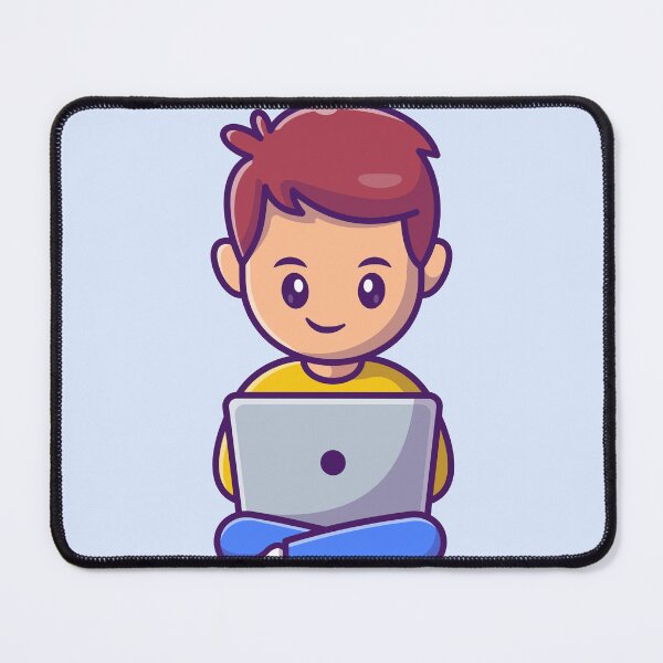 Item preview, Productive Delight: Cute Man Working on Laptop designed and sold by hjian8219.