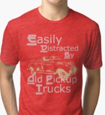 Easily Distracted By Old Pickup Trucks Custom Retro Tri-blend T-Shirt