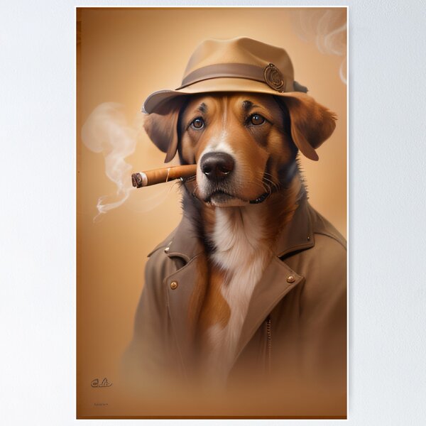 Item preview, gangster dog with hat smoking cigar vintage style designed and sold by Stoneheim.
