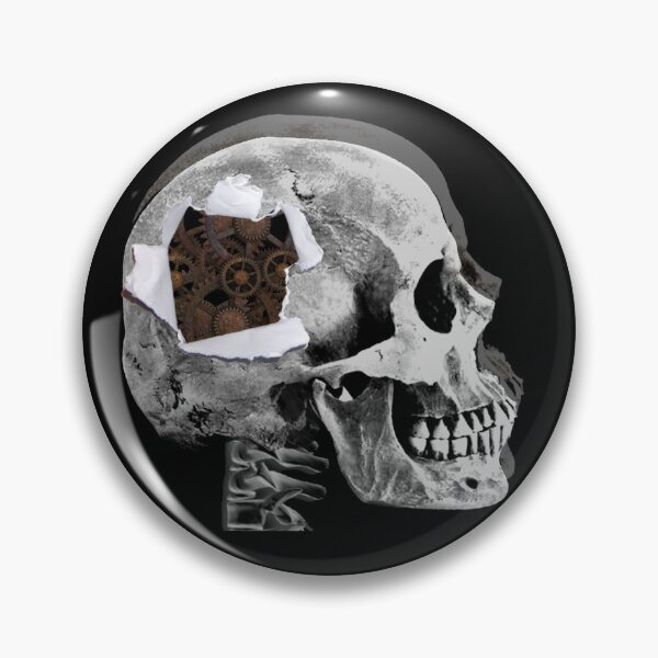 Item preview, Skull collage Halloween industrial steampunk designed and sold by Vanessa Valenzuela.