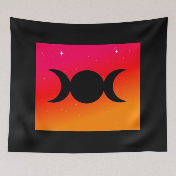 Item preview, Triple Moon Goddess Sunrise and Sunset Ombre Hot orange and red Colors designed and sold by Vicki Noble Art.