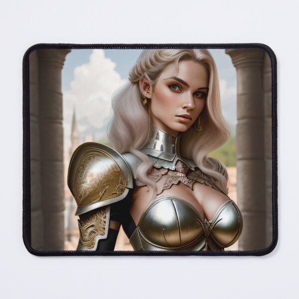 Item preview, Barbarian woman in medieval armor Art Print designed and sold by Stoneheim.