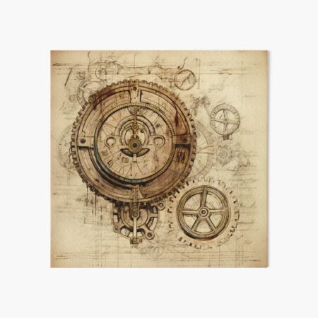 Item preview, Old Gears Drawings and Design on old Manuscript  designed and sold by BrandonArtWorld.