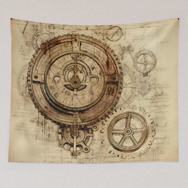 Item preview, Old Gears Drawings and Design on old Manuscript  designed and sold by BrandonArtWorld.